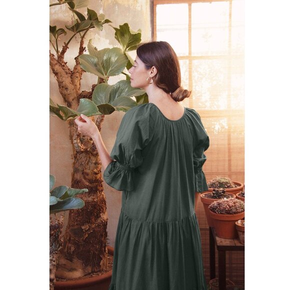 Daughters Of India Sahana Gown / Small / Emerald Green Tiered Maxi Dress - Picture 4 of 8